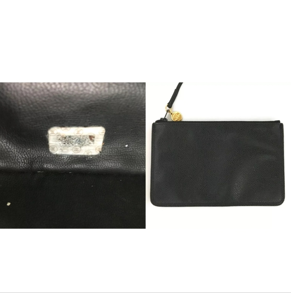 CHANEL Black Triple Coco CC Logo Cavier Leather Drawstring Shoulder Bag - Picture 12 of 12